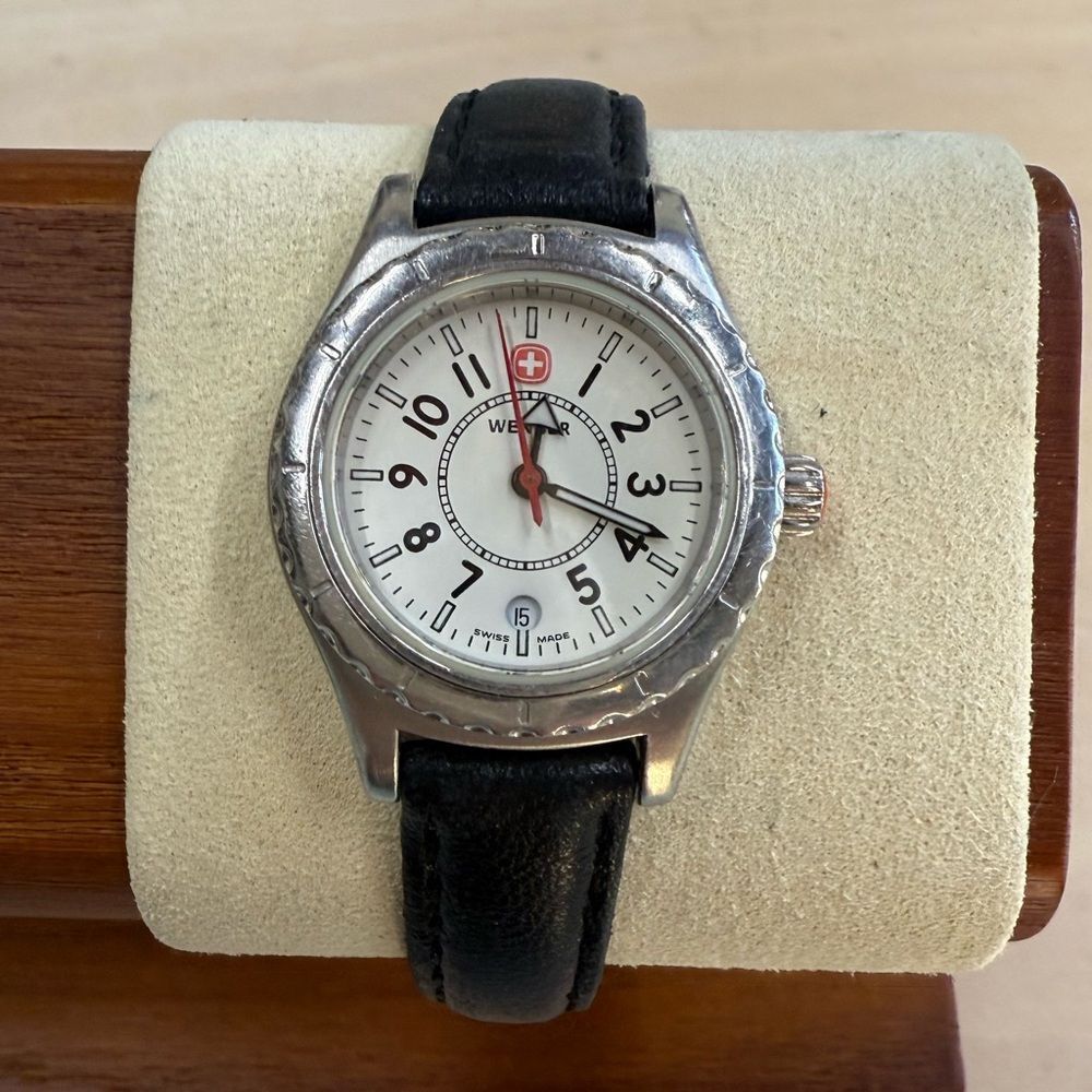 Vintage Ladies Wenger S.A.K Design Black Face‎ Quartz Watch new battery